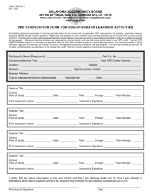 Oklahoma CPE Verification Form