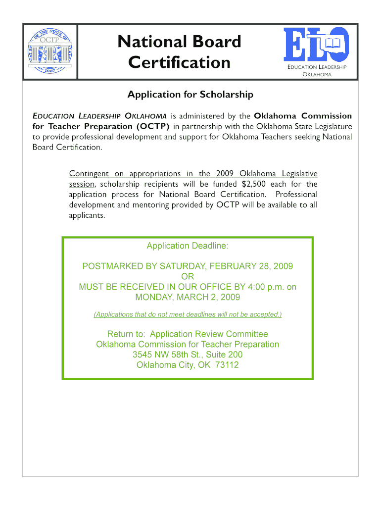 National Board Certification - State of Oklahoma - ok Preview on Page 1