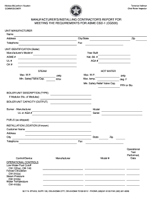 Manufacturer's Installing Contractor's Report