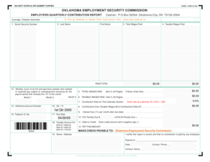 Oklahoma Employers Quarterly Contribution Report