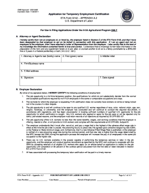 ETA Form 9142 Appendix A.2