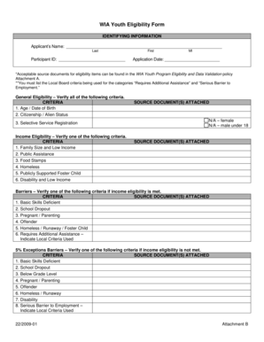 WIA Youth Eligibility Form