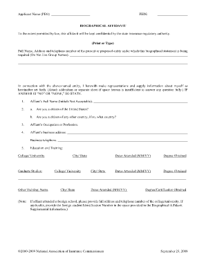 Biographical Affidavit Form 11