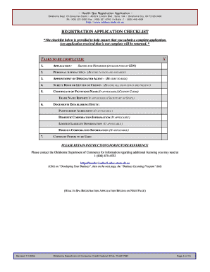 OKDOCC License Application. Oklahoma Health Spa Registration Application - ok