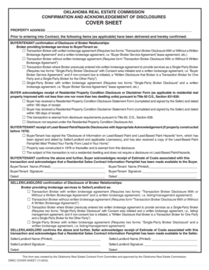 Oklahoma Real Estate Disclosure Confirmation