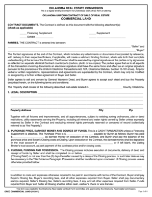 Oklahoma Uniform Contract of Sale of Commercial Land