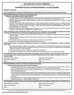 Oklahoma Real Estate Disclosure Confirmation