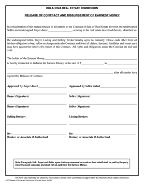 Oklahoma Real Estate Contract Release