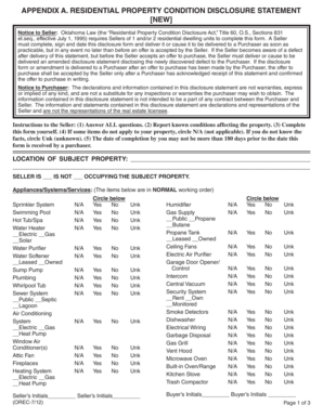 Oklahoma Residential Property Condition Disclosure Statement