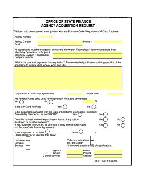 Oklahoma Agency Acquisition Request Form