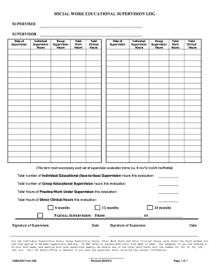 Social Work Educational Supervision Log