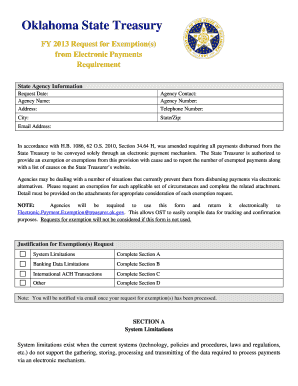 Joining letter for hospital - HB 1086 Electronic Payment Exemption Request Form (PDF - OK.gov - ok