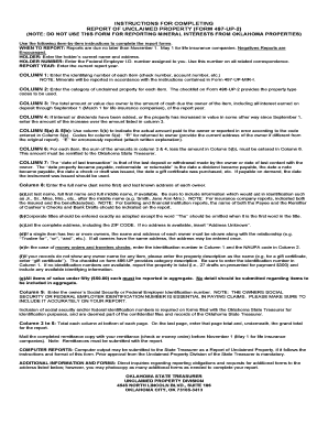 Oklahoma Report of Unclaimed Property