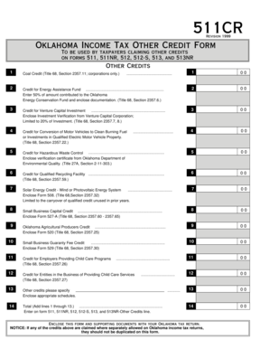 Oklahoma Income Tax Other Credit Form
