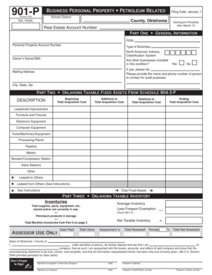 Oklahoma Petroleum Business Personal Property Tax Form 901-P