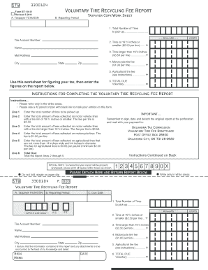 Oklahoma Voluntary Tire Recycling Fee Report