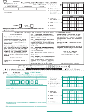 Oklahoma Telephone Access Line Surcharge Report