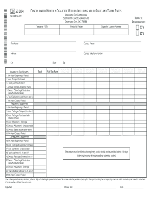 Oklahoma Cigarette Tax Return Form