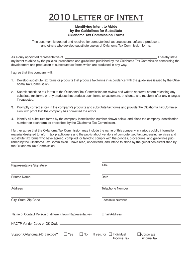 2010 Letter of Intent - tax ok Preview on Page 1