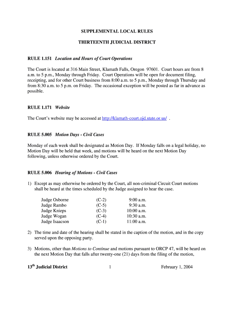 Supplemental local rules - Oregon Judicial Department Home - State - courts oregon Preview on Page 1