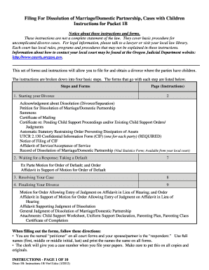 Filing For Dissolution of Marriage/Domestic Partnership, Cases with ... - courts oregon