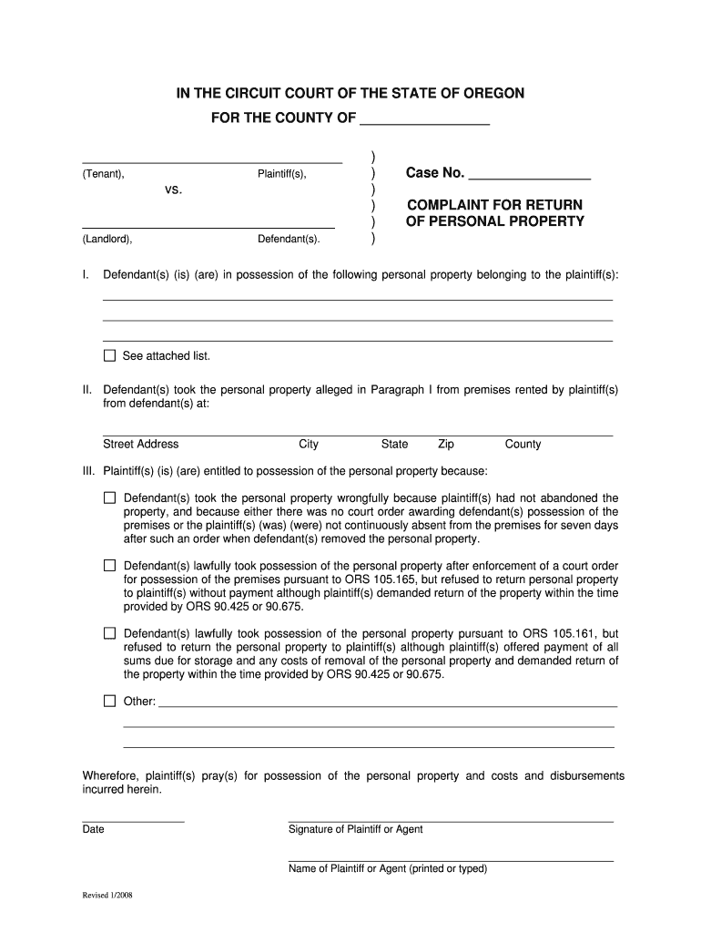 ROPP Complaint - Oregon - courts oregon Preview on Page 1