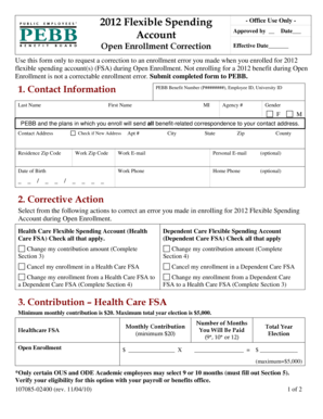 2012 Flexible Spending Correction Form