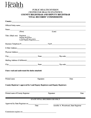 Vital Records Commission Application