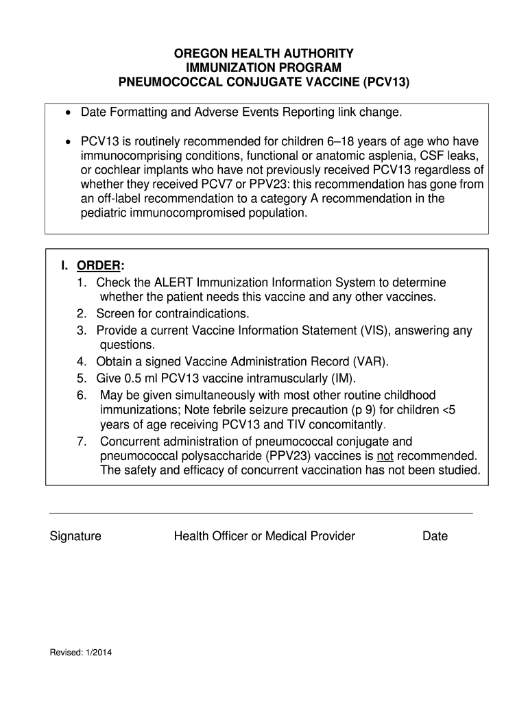 PNEUMOCOCCAL CONJUGATE VACCINE (PCV13) Preview on Page 1