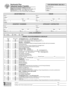 Oregon Residential Plan Submittal Form