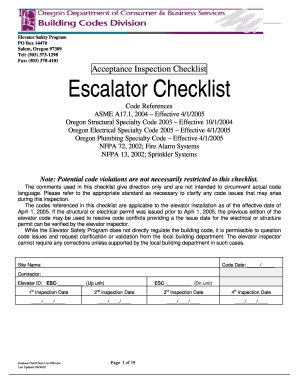 Escalator Safety Inspection Checklist