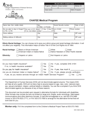 Oregon CHAFEE Medical Program Application
