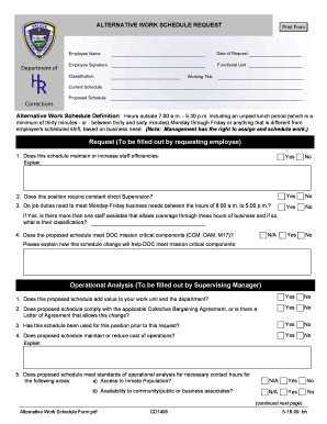 Retail scheduling template - Alternative Work Schedule Form . - Oregon - oregon