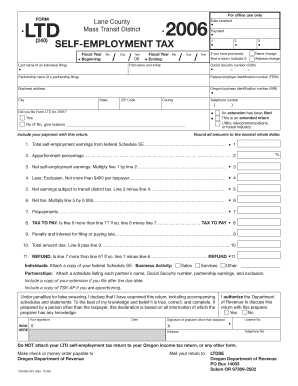 Lane County Mass Transit District Self-Employment Tax Form