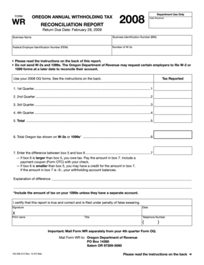 Oregon Annual Withholding Tax Reconciliation Report