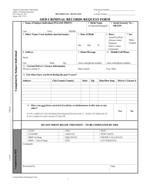 Oregon Criminal Records Request Form