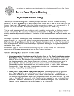 Oregon Residential Energy Tax Credit Application