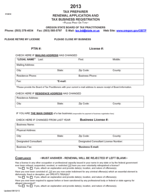 Oregon Tax Preparer Renewal Application