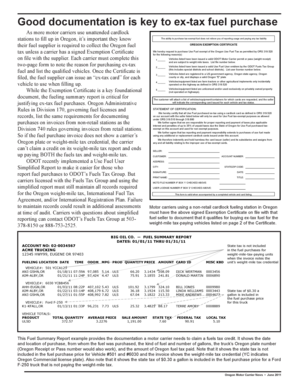 Oregon Exempt Fuel Certificate