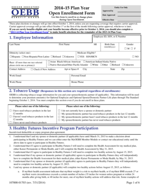2014–15 Open Enrollment Form