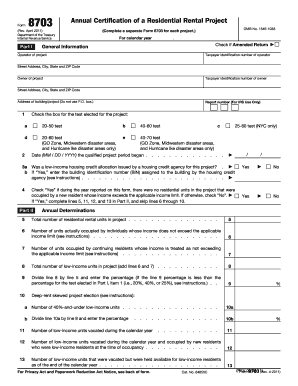 Form 8703 Annual Certification of Residential Rental Project