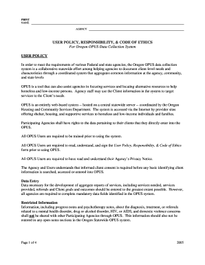 Oregon OPUS User Policy Form