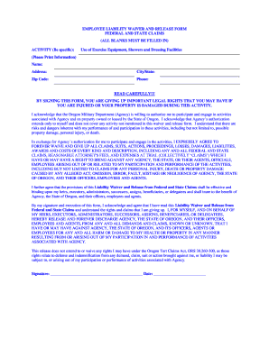 Employee Liability Waiver and Release Form