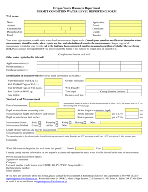 Oregon Water-Level Reporting Form