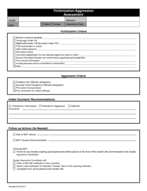 Victimization and Aggression Assessment Form