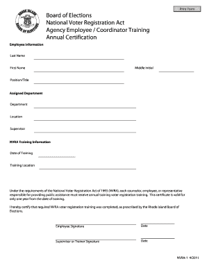 NVRA Annual Certification Form