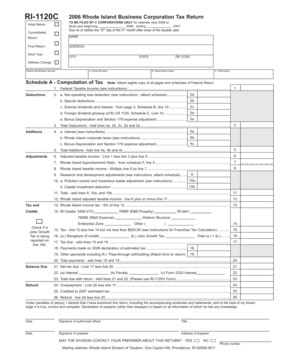 Rhode Island Business Corporation Tax Return 2006