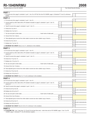 RI-1040NRMU 2008 Tax Form