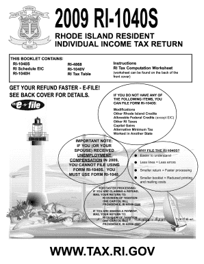 Rhode Island 2009 RI-1040S Tax Return