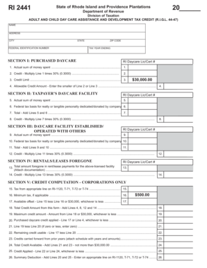 Rhode Island Daycare Tax Credit Form